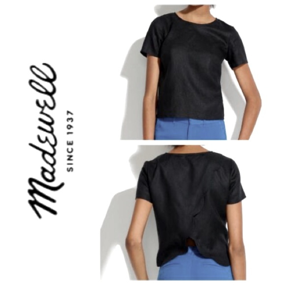 Madewell Scenic View linen open-back black top